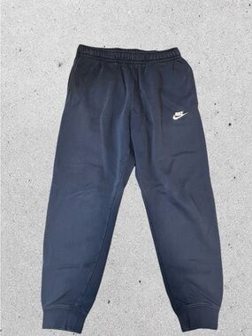 Nike Navy Blue Men's Fleece Joggers with White Swoosh